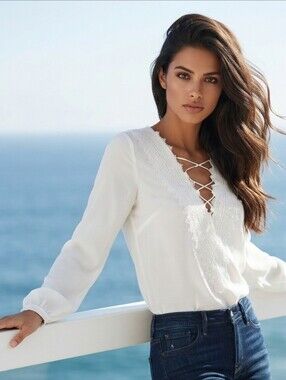 WAYF White Lace V neck Tunics Size S